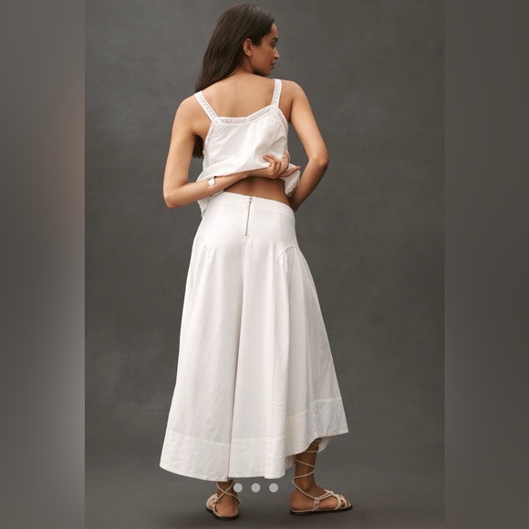 Anthropologie Linen Extended Waist Pants Wide Leg Ankle Ivory White 10 NWT - Picture 5 of 12